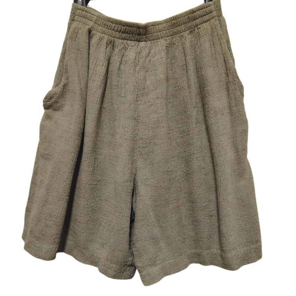 Vintage 90s Womens Cynthia Max Relax Olive Palazzo Shorts Medium Coastal Boho